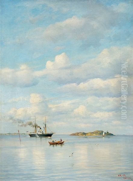 Calm Day At The Sea Oil Painting by Oskar Conrad Kleineh