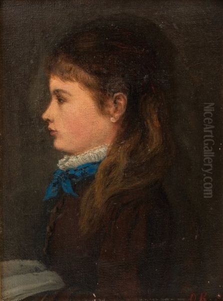 Portrait Of A Girl Oil Painting by Oskar Conrad Kleineh