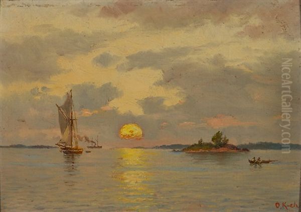 Evening Hour In The Archipelago Oil Painting by Oskar Conrad Kleineh