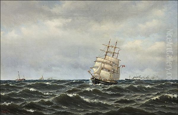 At Sea Oil Painting by Oskar Conrad Kleineh