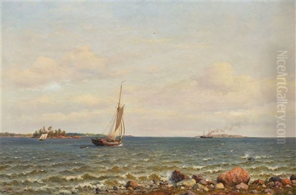 Sailing By The Coast by Oskar Conrad Kleineh