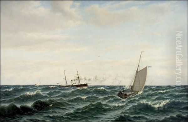 Purjehduskilpailut Oil Painting by Oskar Conrad Kleineh