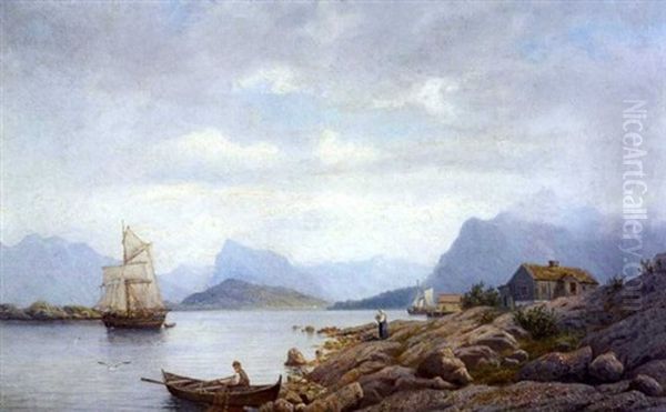 Norjalainen Kalastatorppa Oil Painting by Oskar Conrad Kleineh