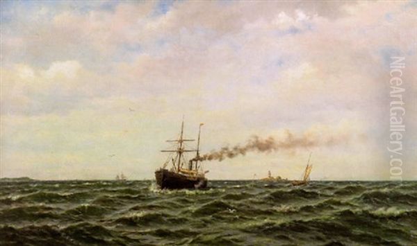 Hoyrylaiva Argo Helsingin Edustalla Oil Painting by Oskar Conrad Kleineh