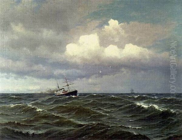 Angfartyget Kontula Utanfor Helsingfors Oil Painting by Oskar Conrad Kleineh