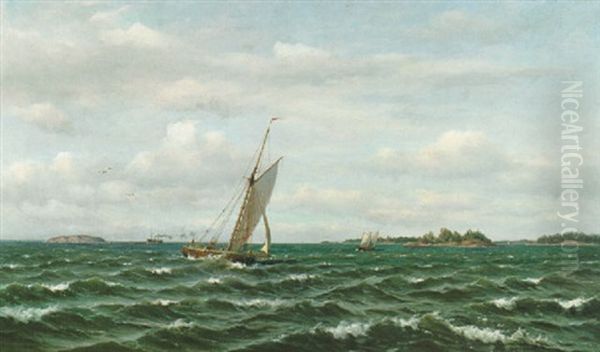 Liikennetta Helsingin Vesilla Oil Painting by Oskar Conrad Kleineh