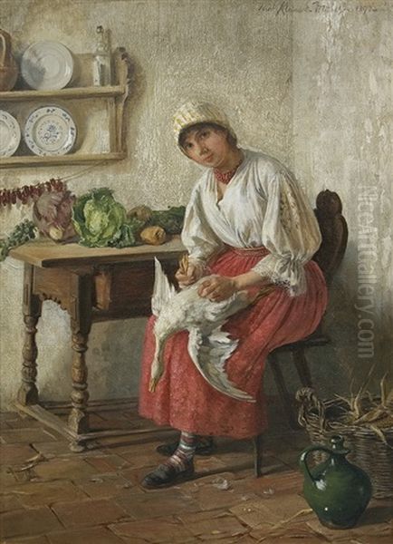 Die Ganserupferin Oil Painting by Josef Edgar Kleinert