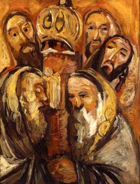 The Torah Oil Painting by Fryderyc (Fryc) Kleinmann