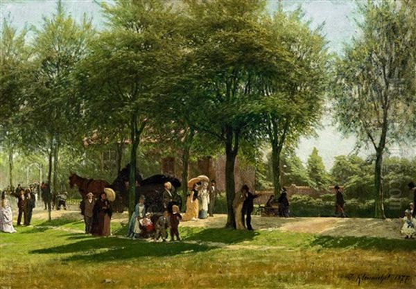 Sonntagnachmittag Auf Der Grafenberger Chausee Oil Painting by Julius Kleinmichel