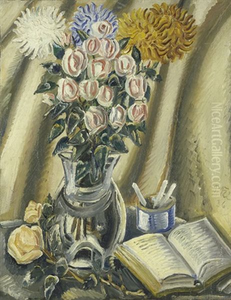 Rosen Und Dahlien (bekannt Auch Unter Dem Titel Rosas And Dahlias) Oil Painting by Paul Kleinschmidt