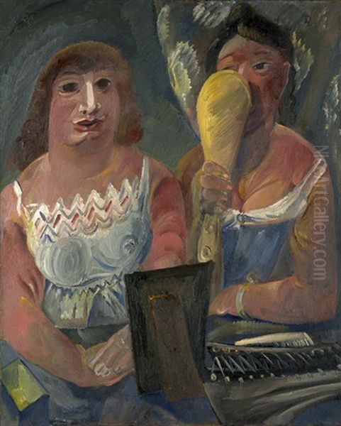 Schauspielerinnen Bei Der Toilette (zwei Frauen) Oil Painting by Paul Kleinschmidt