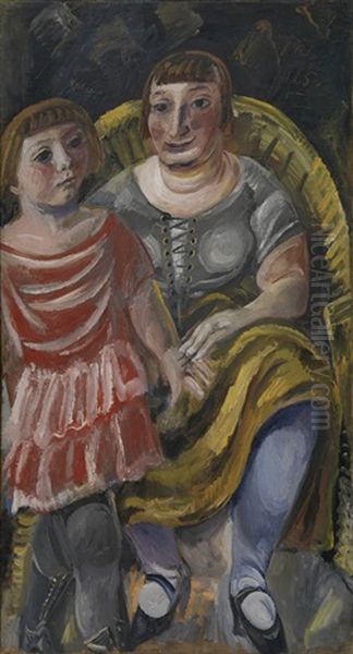 Frau Kleinschmidt Und Tochter Maria Oil Painting by Paul Kleinschmidt