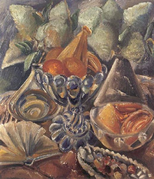 Weisser Flieder, Obst Und Geback Oil Painting by Paul Kleinschmidt