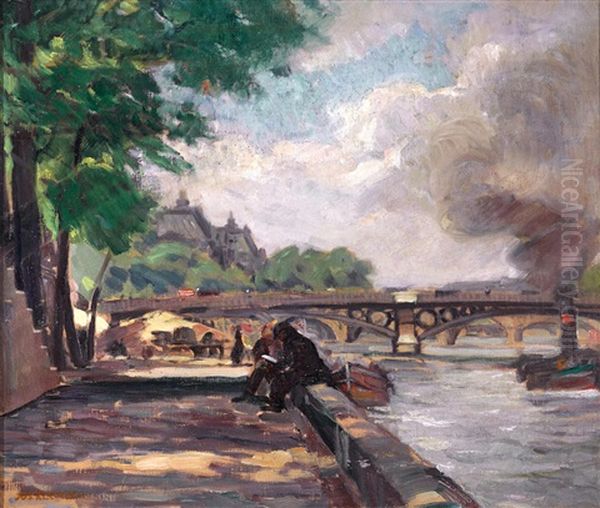 Pont De Solferino Oil Painting by Joseph Kleitsch