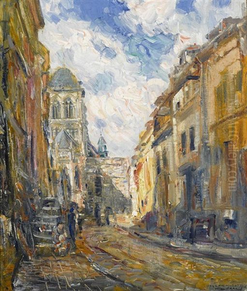 Rue Bourbon-penthievre, Vernon, France Oil Painting by Joseph Kleitsch