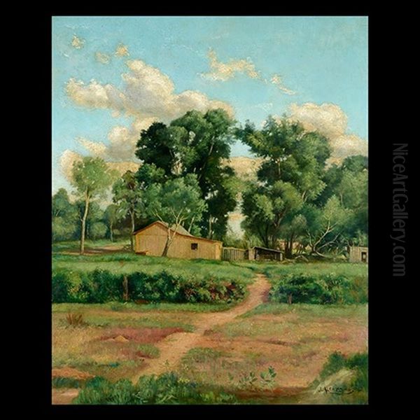 Barn On Farmstead Oil Painting by Joseph Kleitsch