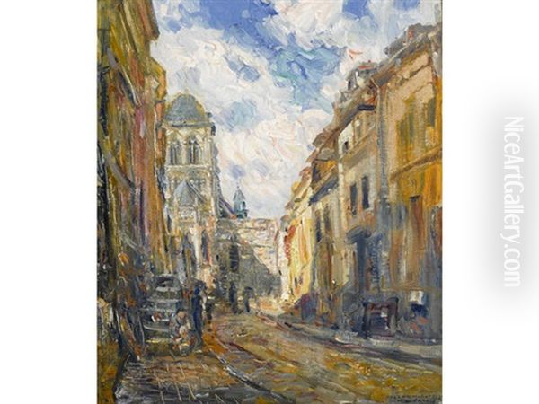 Rue Bourbon-penthievre, Vernon, France Oil Painting by Joseph Kleitsch