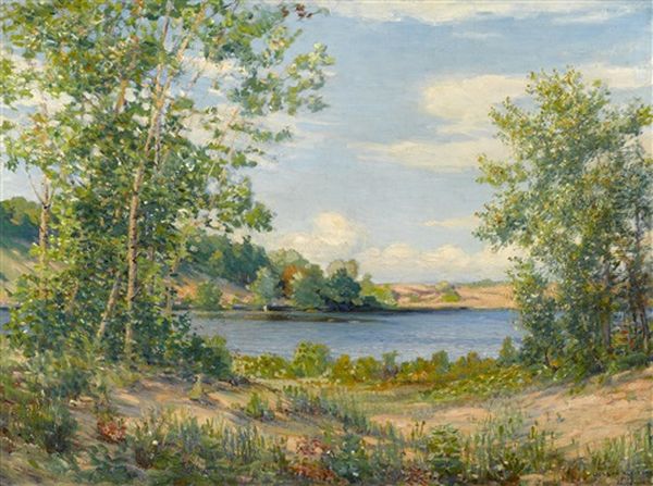 A View Across The Lake, Saugatuck, Michigan Oil Painting by Joseph Kleitsch