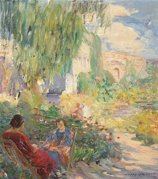 A Conversation In A Mission Garden Oil Painting by Joseph Kleitsch