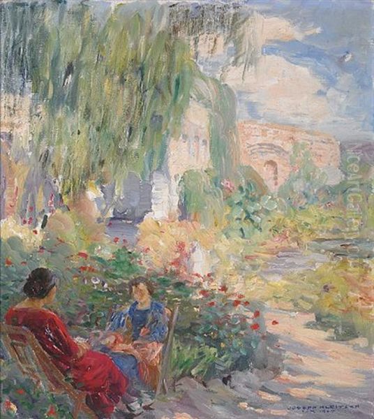 A Conversation In A Mission Garden Oil Painting by Joseph Kleitsch