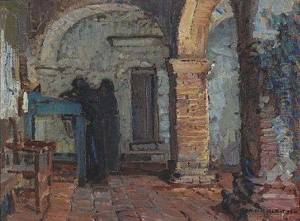 Monks Under A Mission Arcade Oil Painting by Joseph Kleitsch