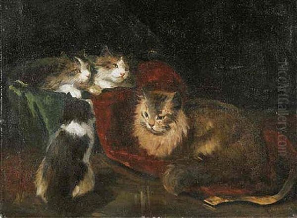 Kittens Oil Painting by Joseph Kleitsch