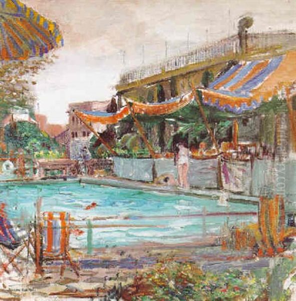 Saturday Afternoon By The Pool Oil Painting by Joseph Kleitsch