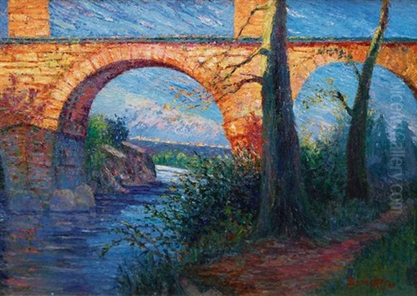 Pont Du Gard Oil Painting by Bernhard Klene