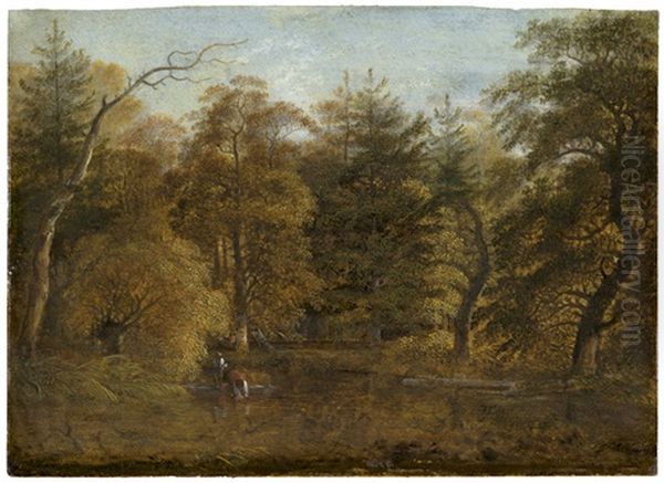 Waldlandschaft Mit Teich Oil Painting by Johann Christian Klengel