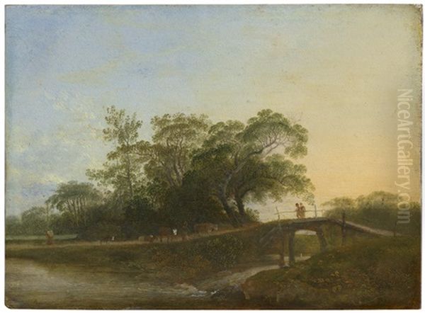 Landschaft Mit Steg Oil Painting by Johann Christian Klengel