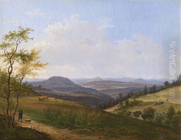 Landschaft In Der Bohmischen Schweiz Mit Dem Radobyl Bei Leitmeritz Oil Painting by Johann Christian Klengel