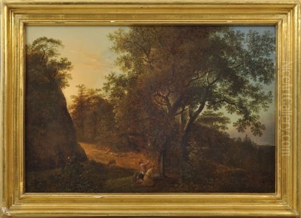 Der Morgen: Cloe Und Daphnis Opfern Dem Pan Oil Painting by Johann Christian Klengel