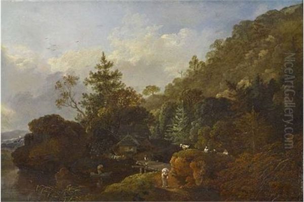 Bewaldete Berglandschaft Mit Steg Oil Painting by Johann Christian Klengel