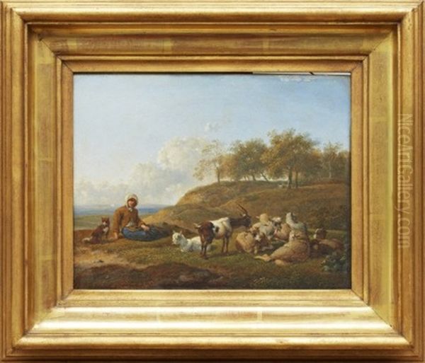 Herde Med Far Och Getter Oil Painting by Johann Christian Klengel