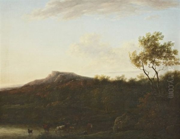 Landskap Med Rastande Boskap Oil Painting by Johann Christian Klengel