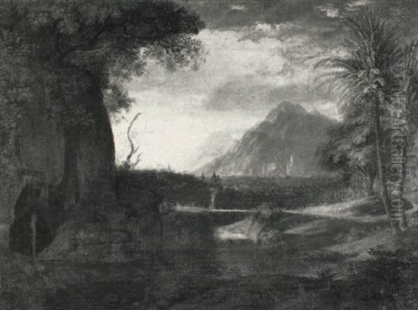 Sudlandische Gebirgslandschaft Mit See by Johann Christian Klengel