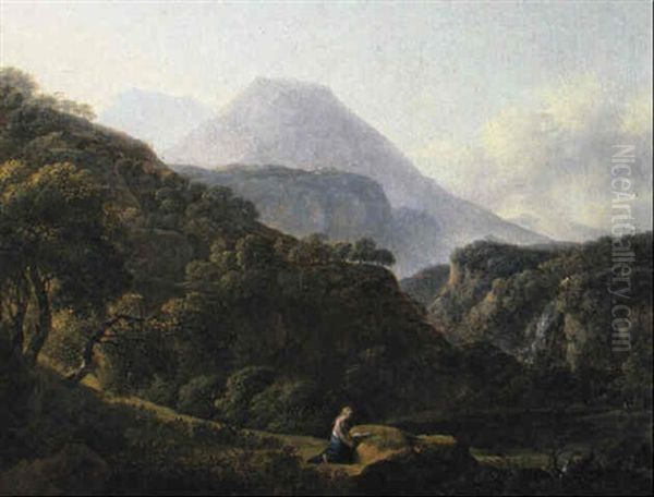 Sudliche Gebirgslandschaft Oil Painting by Johann Christian Klengel