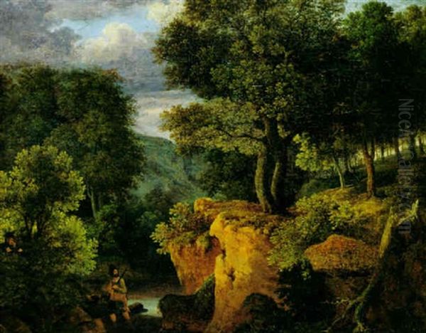 Felige Fluslandschaft Mit Wilderer Oil Painting by Johann Christian Klengel