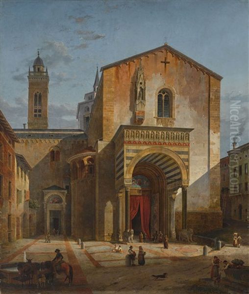 Bergamo - Ansicht Des Sudlichen Querhauses Von S. Maria Maggiore Oil Painting by Leo Von Klenze