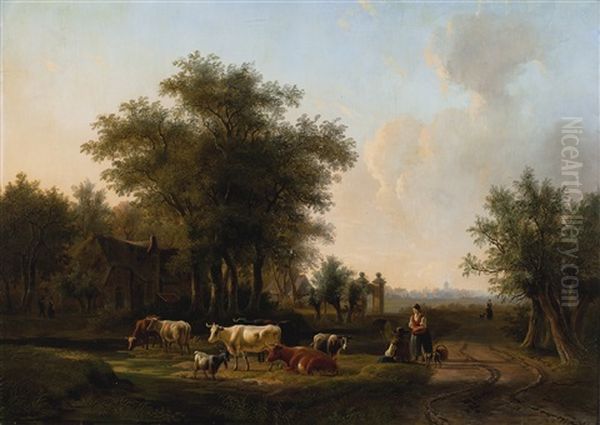 Outskirts Of The Farm, Old Holland Oil Painting by Willem De Klerk