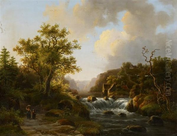 Romantische Flusslandschaft Oil Painting by Willem De Klerk