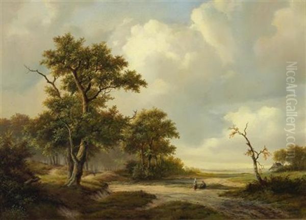 Landschaft Mit Grosser Eiche Und Personen Oil Painting by Willem De Klerk