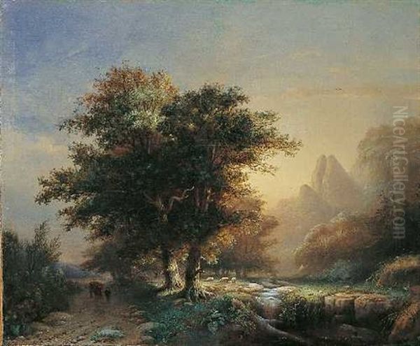 Waldlandschaft Am Abend Oil Painting by Willem De Klerk