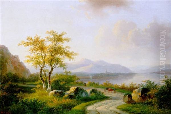 Rheinlandschaft Oil Painting by Willem De Klerk