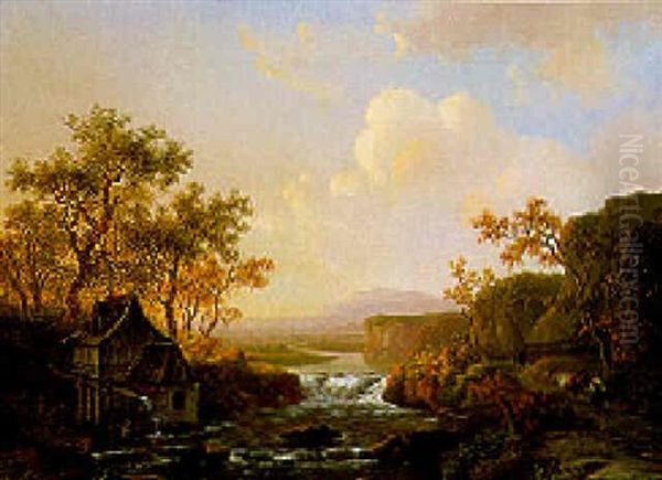 A River Landscape In Summer Oil Painting by Willem De Klerk