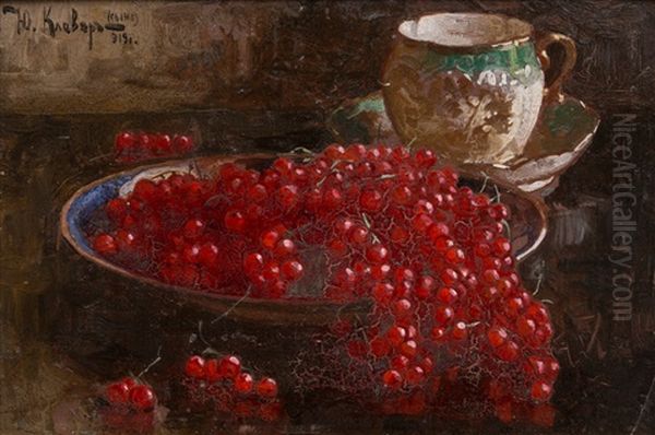 Stil Life With Berries Oil Painting by Yuliy Yulevich Klever the Younger