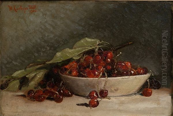 Still Life With Cherries Oil Painting by Yuliy Yulevich Klever the Younger