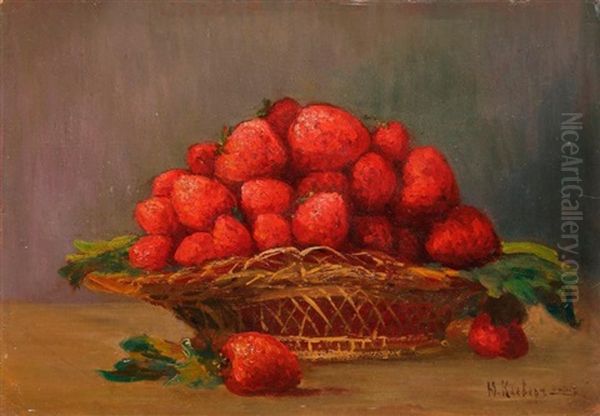 Nature Morte Au Panier De Fraises Oil Painting by Yuliy Yulevich Klever the Younger