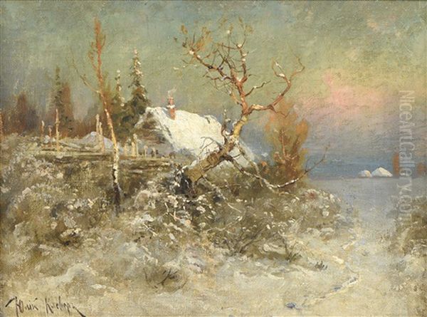 Paysage D'hiver Oil Painting by Yuliy Yulevich Klever the Younger