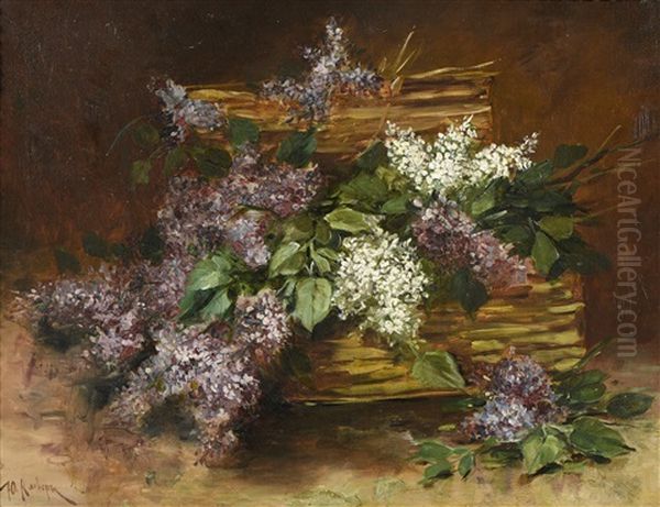 Bouquet De Lilas Oil Painting by Yuliy Yulevich Klever the Younger